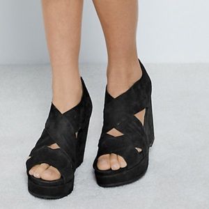 Eileen Fisher Bella Suede Wedge Sandals